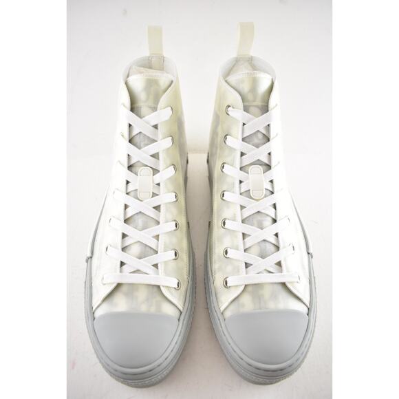 Dior Mens B23 Grey Oblique Logo Transparent High Top Lace Up Flat Sneaker 44 11 - Picture 6 of 12